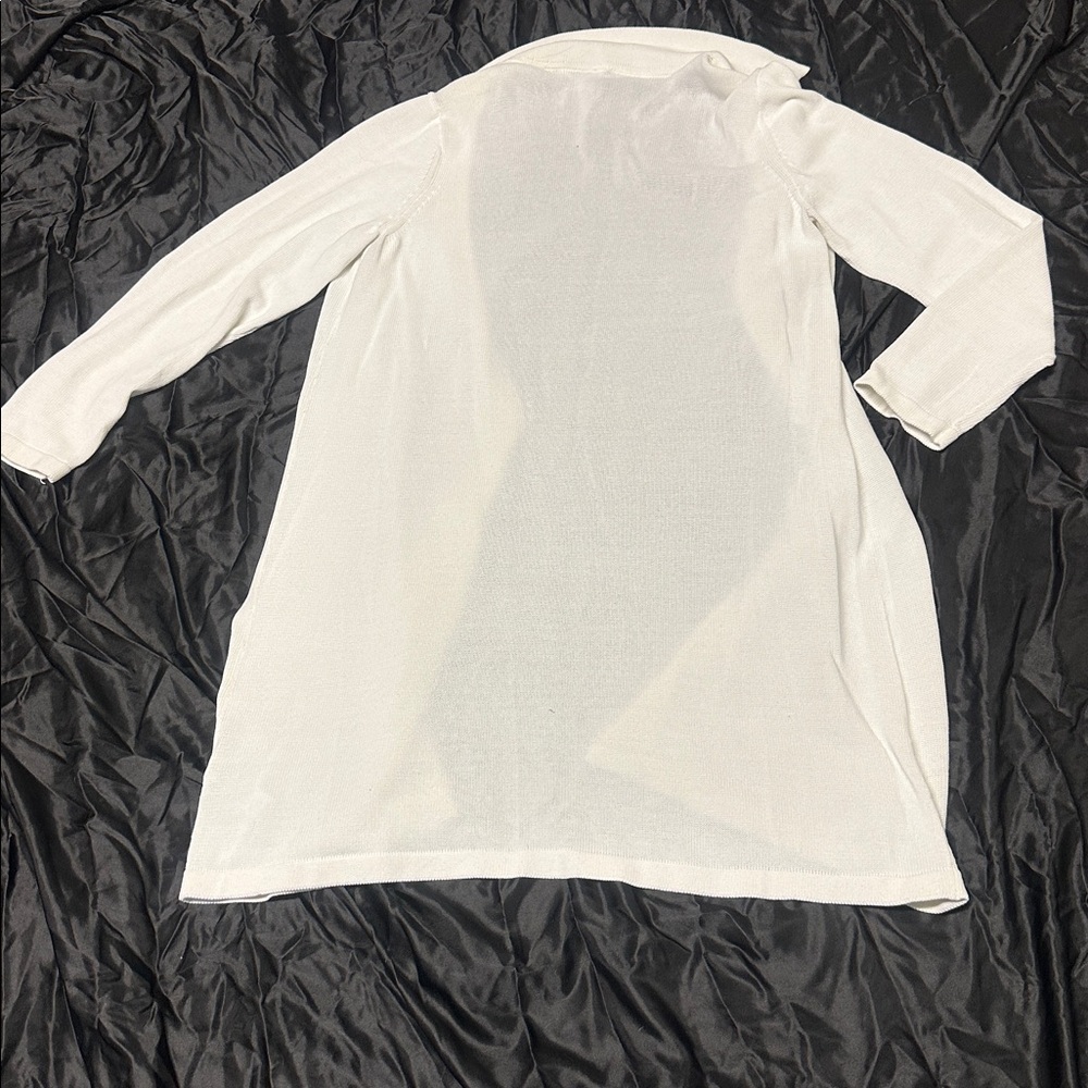 Lightweight White Open-Front Cardigan - Picture 5 of 8